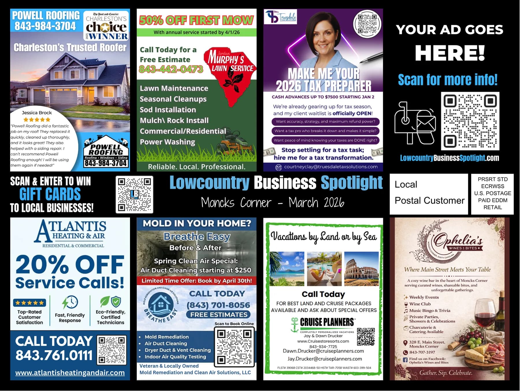 Moncks Corner Spotlight Postcard, March 2026, front